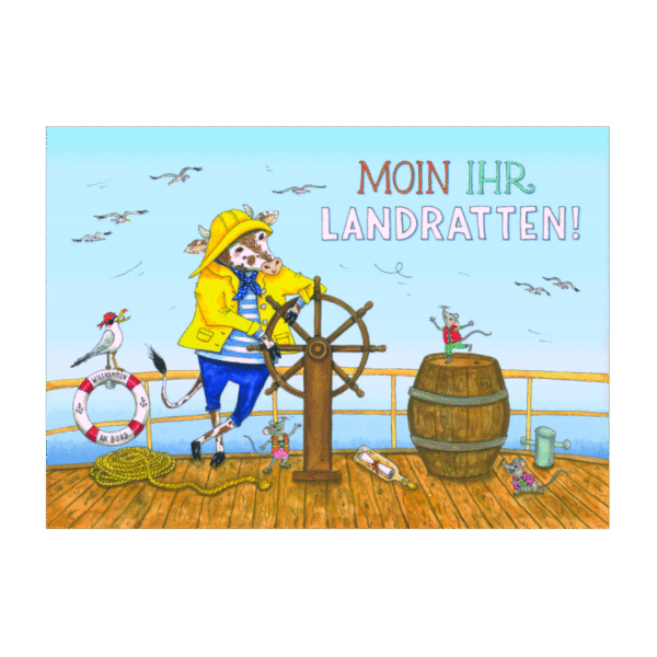 Postcard Moin Ihr Landratten by Jiska de Waard