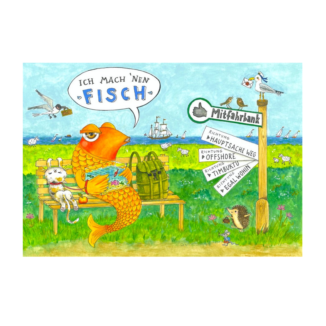 Postcard Ich Mach Nen Fisch by Jiska de Waard