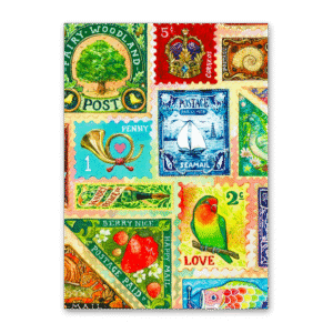 Postcard Colourful Stamp Collection, MogCherie