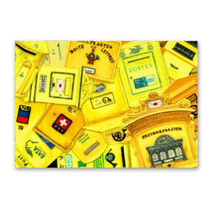 Postcard Yellow Postbox Collage, MogCherie