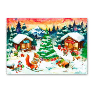 Postcard Winter Woodland Village, MogCherie