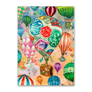 Postcard Greetings From Hot Air Balloon, MogCherie