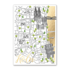 Postcard Golden Citymap Köln, Cityproducts