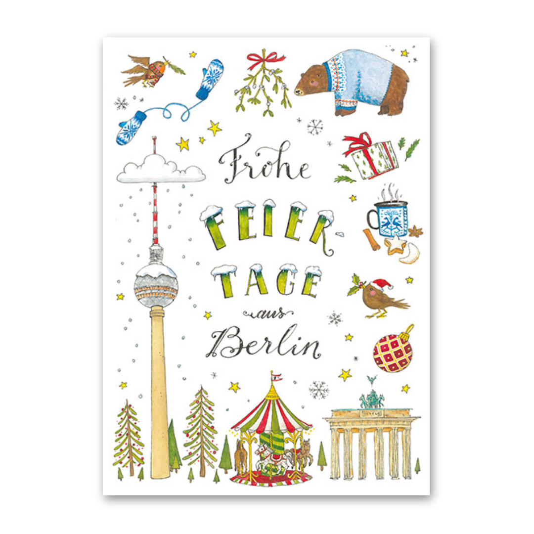 Postcard Frohe Feiertage Berlin, Jiska de Waard
