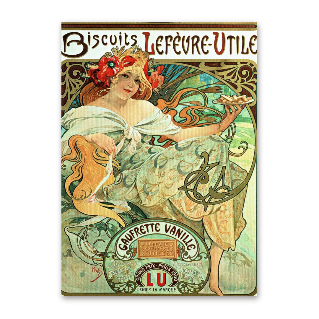 Postcard Lefevre-Utile Kekse, Alfons Mucha