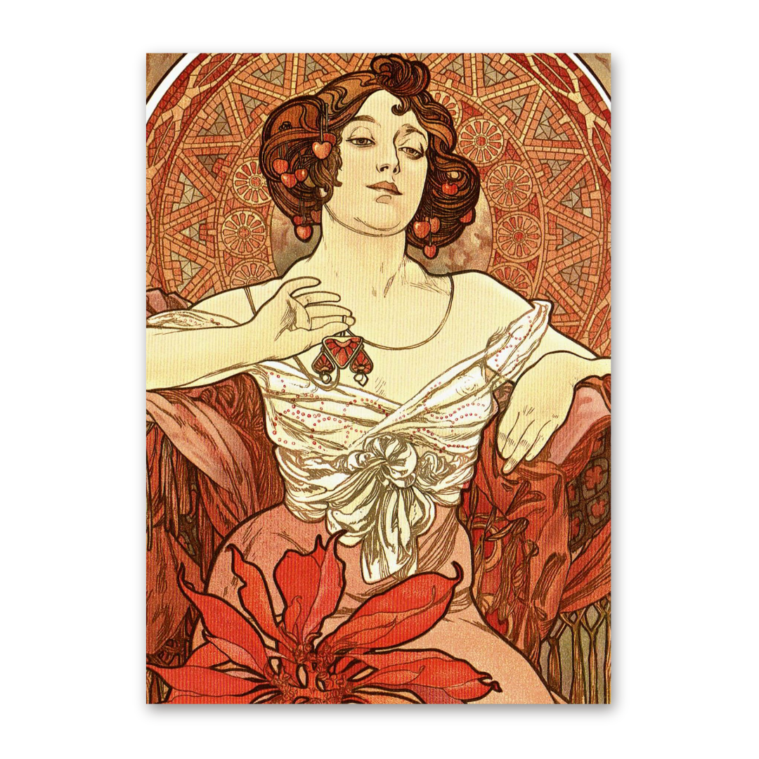 Postcard Die Edelsteine Rubin, Alfons Mucha