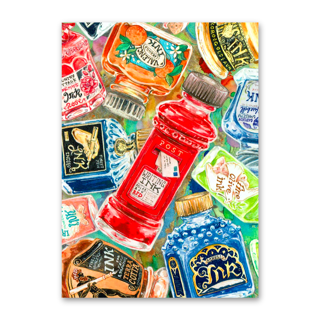 Postcard Ink Bottle Collage, MogCherie