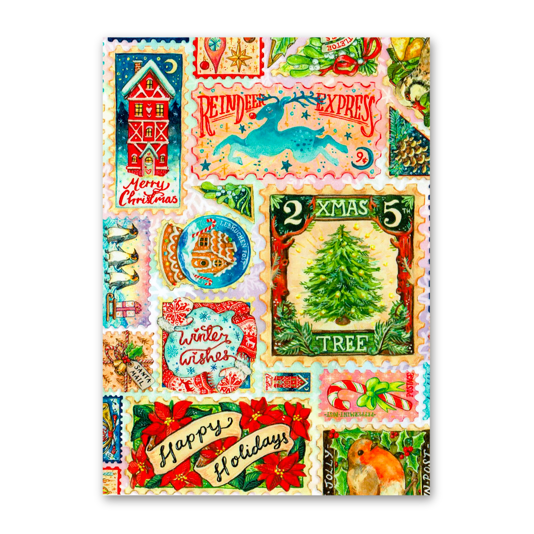 Postcard Festive Stamp Collage, MogCherie