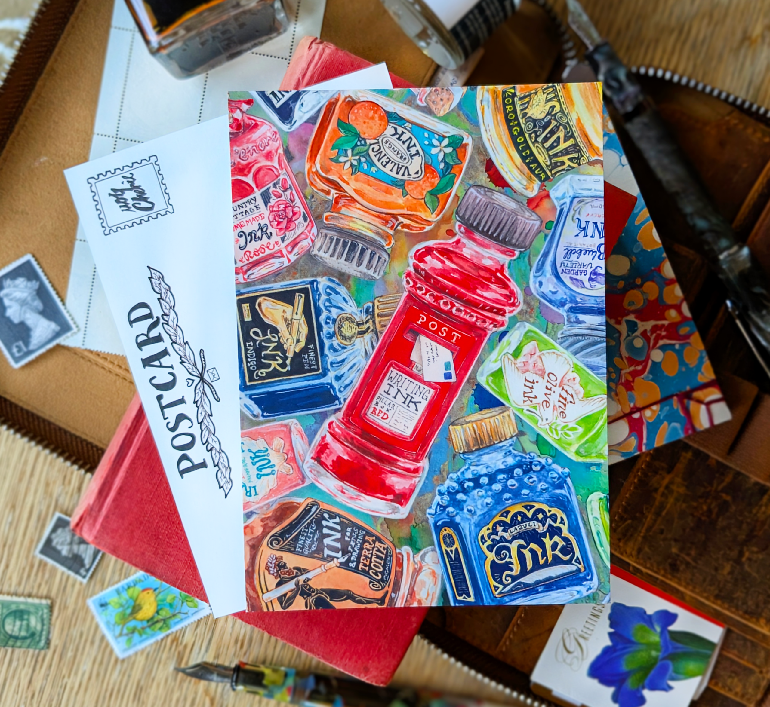 Ink Bottle Collage Postcard PP 2