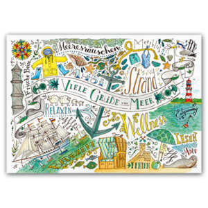 Postcard Viele Grüße vom Meer, Jiska de Waard