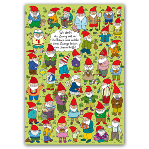 Postcard Wo steckt der Zwerg mit der Gießkanne, Charis Bartsch