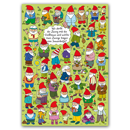 Postcard Wo steckt der Zwerg mit der Gießkanne, Charis Bartsch