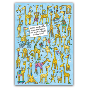 Postcard Welche zwei Giraffen tragen eine Schleife, Charis Bartsch