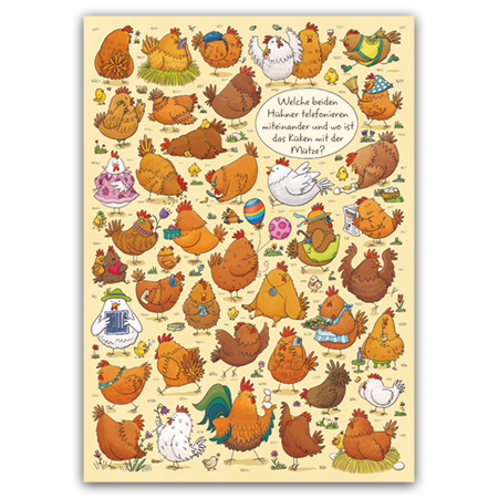 Postcard Welche beiden Hühner telefonieren, Charis Bartsch