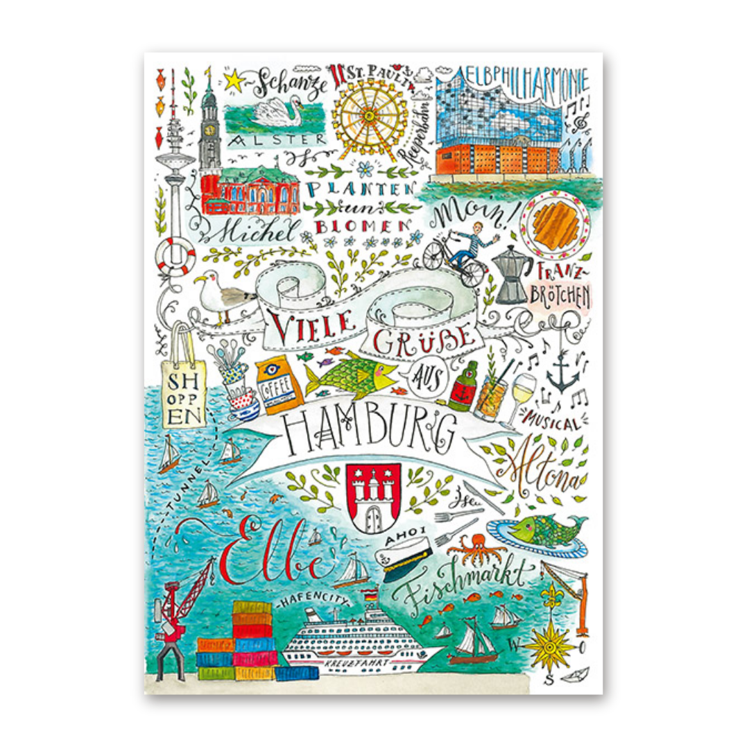 Postcard Viele Grüße aus Hamburg, Jiska de Waard