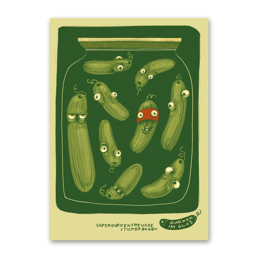 Stickersheet Gurken im Glas, Superfreunde