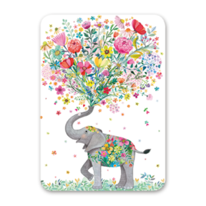 Postcard Elefant mit Blumenstrauß, Mila Marquis