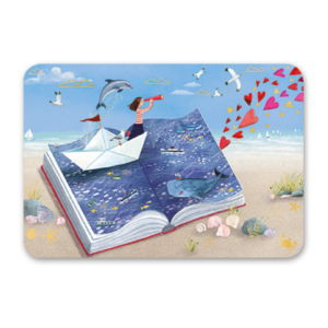 Postcard Frau im Boot, Mila Marquis