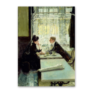 Postcard Liebespaar im Cafe, Gotthardt Johann Kuehl