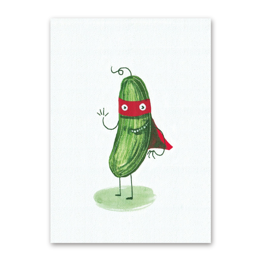 Postcard Super Gurke, Superfreunde