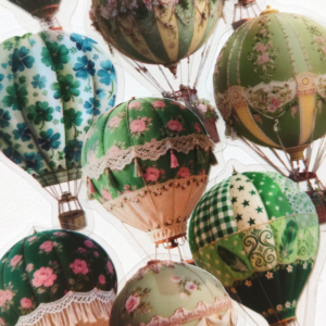 10 Sticker Bag, Clear Sky, Hot Air Balloons Green