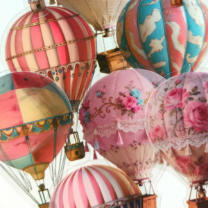 10 Sticker Bag, Clear Sky, Hot Air Balloons Pink