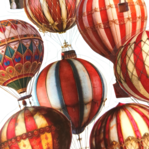 10 Sticker Bag Clear Sky, Hot Air Balloons Red