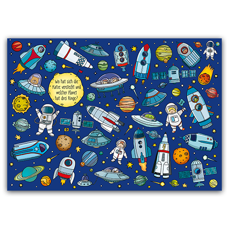 Postcard Welcher Planet hat drei Ringe, Charis Bartsch