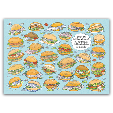 Postcard Wo ist das Brötchen mit dem Ei, Charis Bartsch