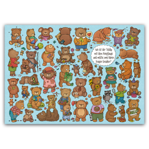 Postcard Wo ist der Teddy mit dem Knopfauge, Charis Bartsch