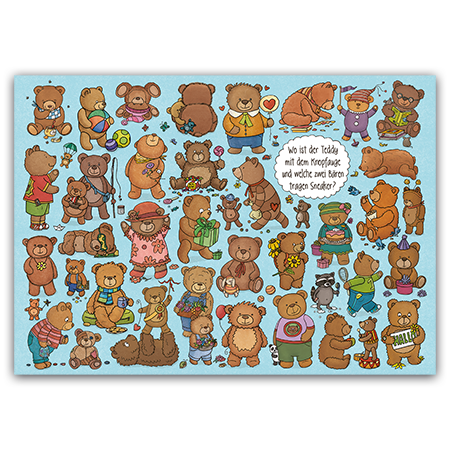 Postcard Wo ist der Teddy mit dem Knopfauge, Charis Bartsch