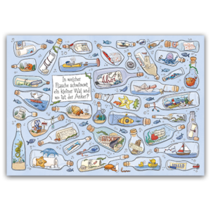 Postcard In welcher Flasche schwimmt ein Wal, Charis Bartsch