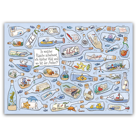 Postcard In welcher Flasche schwimmt ein Wal, Charis Bartsch