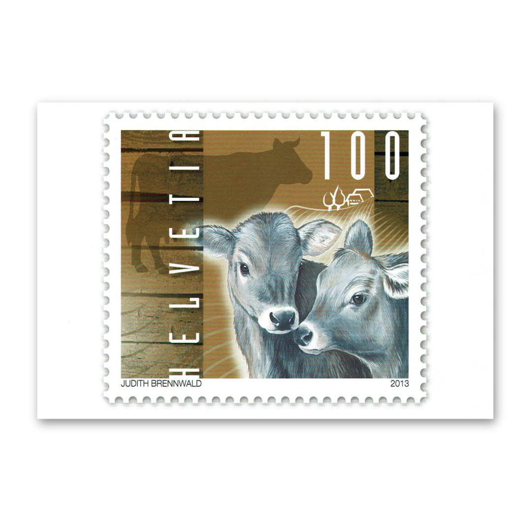 Postcard Animals on Swiss Postage Stamps