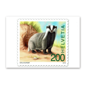 Postcard Animals on Swiss Postage Stamps