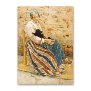 Postcard Alte Frau mit Katze, Max Liebermann