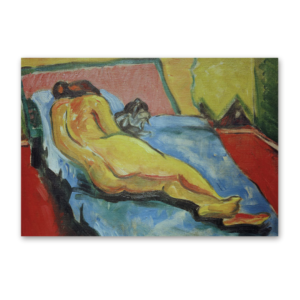 Postcard Liegender Akt mit Katze, Max Pechstein