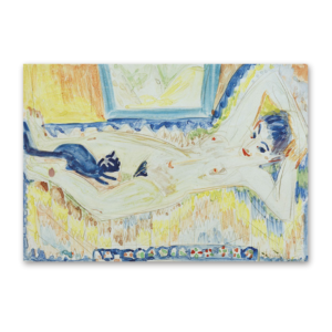 Postcard Akt mit Katze, Ernst Kirchner