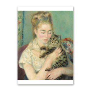 Postcard Frau mit Katze, Auguste Renoir
