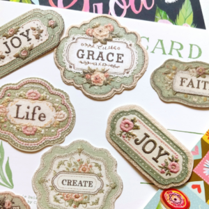 10 Embossed Stickers Bag, Spring Field