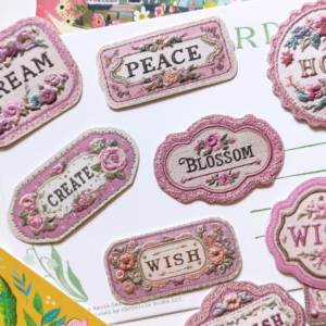 10 Embossed Stickers Bag, Soft Pink