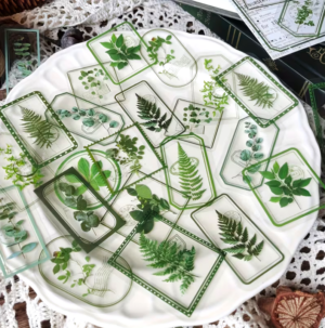 15 Stickers Bag, Vintage Lables Emerald Green