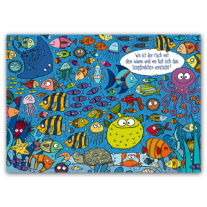 Postcard Wo ist der Wurm und wo das Seepferdchen, Charis Bartsch