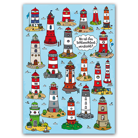 Postcard Wo ist das Schlauchboot versteckt, Charis Bartsch