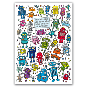 Postcard Welche beiden Roboter haben drei Arme, Charis Bartsch
