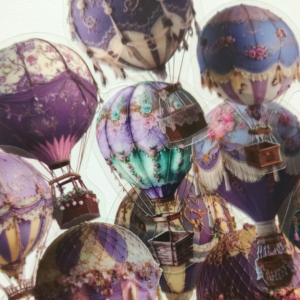 10 Sticker Bag Clear Sky, Hot Air Balloons Purple