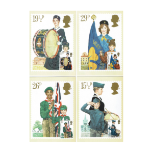 Set of 4 Maxicards, 1982 Royal Mail PHQ Cards No. 58 "Youth Organisations" 