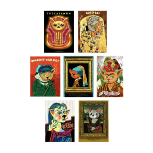 7 Postcards Set Artsy Cats, Lee D. Böhm