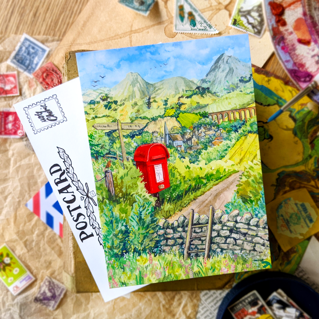Postcard Countryside Postbox, MogCherie