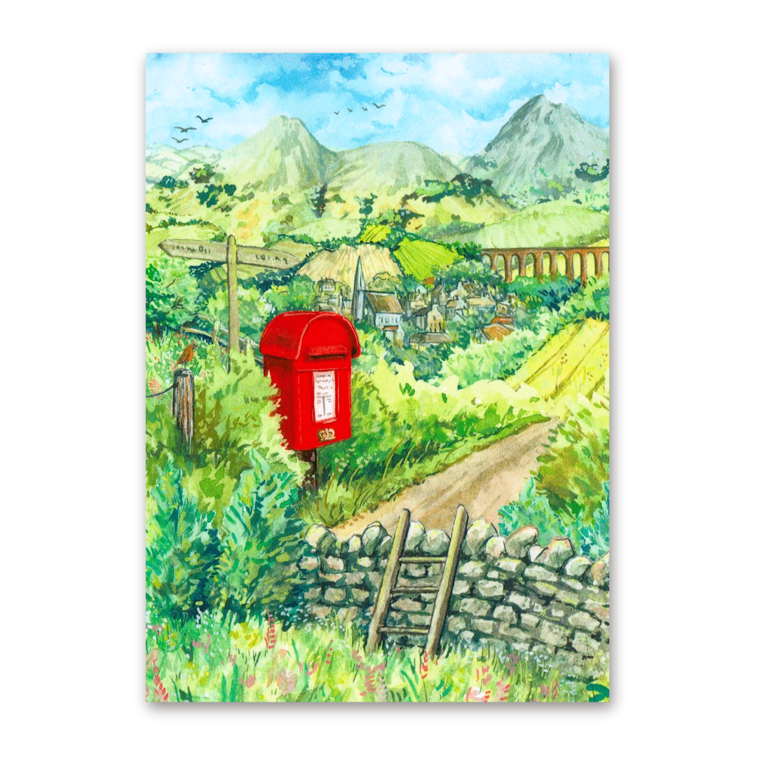 Postcard Countryside Postbox, MogCherie